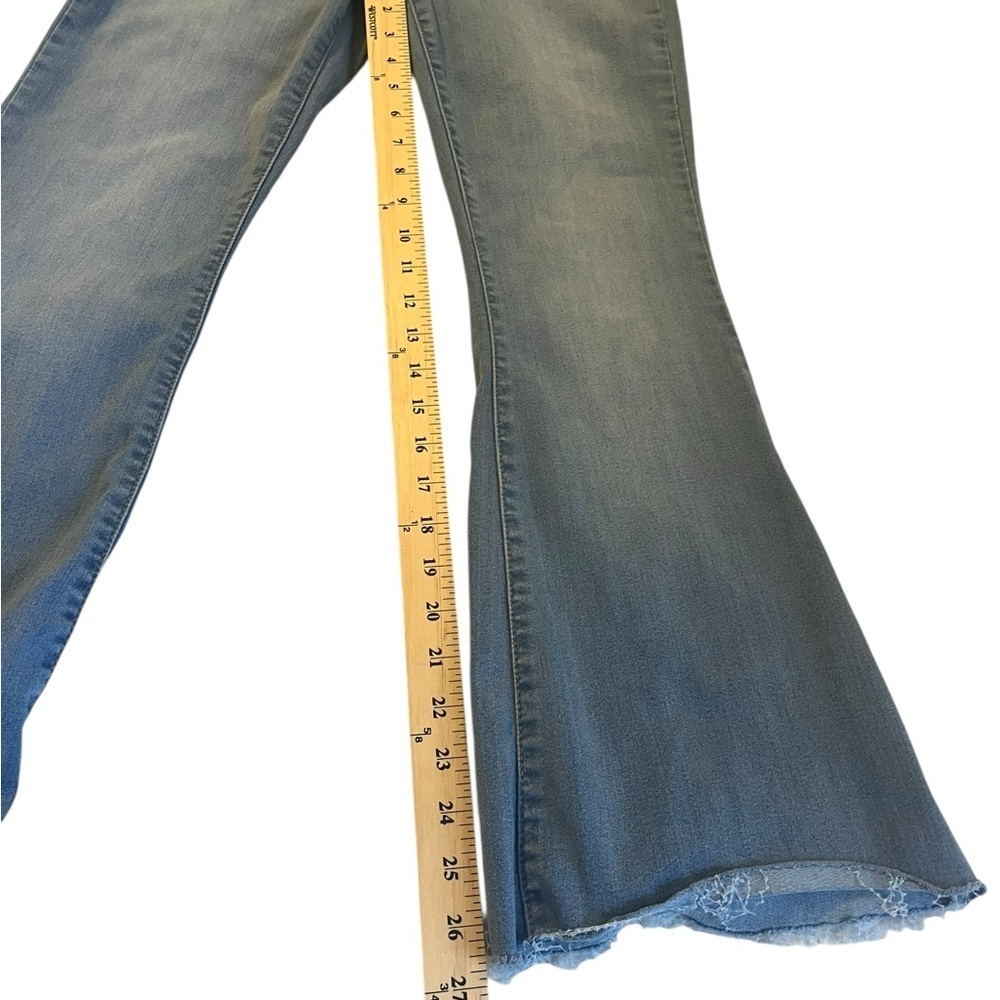 Altar'd State Blue Flare Jeans High Rise Frayed Hem Size 28 7 - Picture 8 of 11